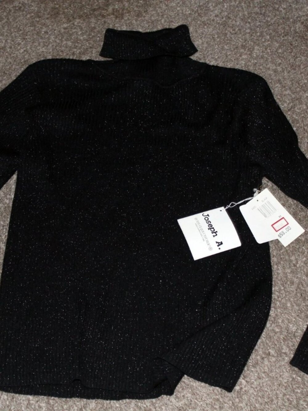 Joseph A Sweater NWT Medium Black Silk Knit Turtleneck, Sz Med